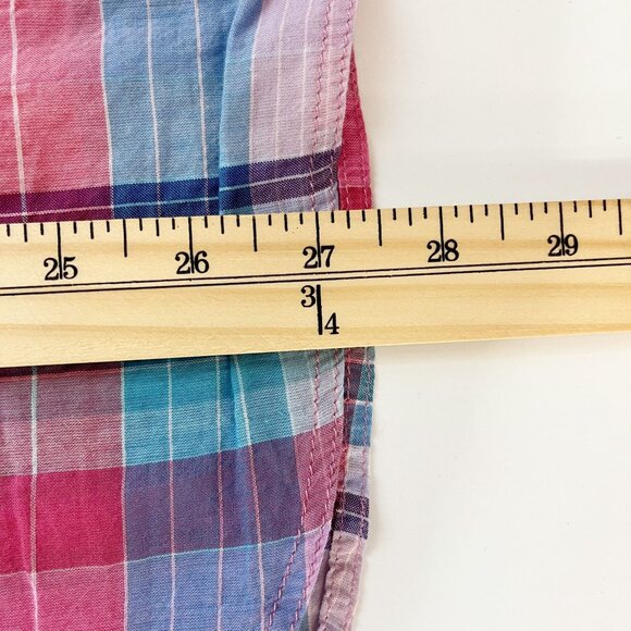 J. Crew Classic Fit Crinkle Cotton Popover Blouse in Ombre Plaid - Size 10 - Picture 6 of 6